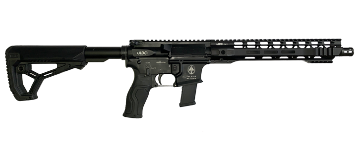Карабин ADC AR 9 в калибре 9x19 Luger выполнен в стиле AR-15. Автоматика работает по принципу свободного затвора. Ствольная коробка - усиленная, цельно фрезерованная, оригинального производства ADC, выполнена с высочайшей точностью подгонки деталей. Верхняя и нижняя части винтовок AR 9, полностью изготовлены в соответствии со спецификацией Mil-Spec. AR 9 является бескомпромиссным оружием для класса практической стрельбы PCC, так как является чрезвычайно маневренной и максимально компактной с такой длиной ствола.Длина ствола 12.5 дюймов. Шаг нарезов 1:16”. Ствол изготовлен методом холодной ковки с последующей оксикарбонитрацией канала ствола. Оксикарбонитрация наиболее эффективна для повышения износостойкости и разгаростойкости ствола, для повышения долговечности канала ствола. Оксикарбонитрация обеспечивает повышение твёрдости поверхности в 2-5 раз повышение износостойкости в 2-10 раз, что положительно сказывается на «живучести» ствола при использовании бюджетного валового патрона. Контур ствола – Heavy (.750). На дульном срезе присутствует резьба 1/2х28”. На стволе установлен дульный тормоз A2 Flash Hider. Щелевой компенсатор, созданный для уверенного управления оружием и минимизации воздействия на стрелка. Окна (5 штук) расположены вверху, а внизу компенсатор закрыт и не имеет окон, для уменьшения подброса ствола при активной стрельбе. Он изготовлен из высококачественной стали и подвергается термообработке, чтобы антипригарная поверхность защищала от коррозии и от воздействия остатков пороха.Свободно вывешенное цевье AR 9 на 100% сделано в Италии, обработано на станках с ЧПУ, что обеспечивает совместимость с другими платформами AR. Оно характеризуется восьмиугольным профилем, с полноразмерной планкой Picatinny длиной 12” Цевье имеет дополнительные слоты M-Lock на 3,6 и 9 часов, для установки планок и аксессуаров. В передней части алюминиевое цевье оснащено дополнительными планками Picatinny, с левой стороны, с правой и снизу. Длина планок составляет 2 дюйма. Их удобно использовать для установки дополнительных оптических аксессуаров, рукоятей или упоров для стрельбы. На задней части цевья присутствуют 2 слота для быстросъемных QD антабок. Цевье облегченное за счёт технологических вырезов по всей длине. Внутренний диаметр 35 мм.Детали ствольной коробки (upper receiver & lower receiver) производятся методом высокоточного фрезерования из алюминиевого сплава AL 7075T6, что соответствует мировым стандартам. Покрытие – твердое анодирование, покрытие цвета Black. Upper имеет планку Picatinny по всей длине 7.1”, которая идеально стыкуется с планкой на цевье, без «ступеньки». У винтовки отсутствует Forward Assist. Порт магазина имеет характерный раструб, для мобильной фиксации магазина. Магазины используемые для питания винтовки – типа GLOCK. Чрезвычайно надежные и доступные, с уверенной подачей патронов и затворной задержкой после последнего выстрела. Передний и задний пин изготовлены из высококачественной стали, подвергнуты термообработке и покрыты черным фосфатированием. На нижней части установлен двухсторонний фирменный предохранитель, с углом поворота на 90 градусов.На винтовке AR 9 установлен одноступенчатый ударно спусковым механизмом Trigger Kit Tactical. Этот УСМ разработан компанией ADC для тактической стрельбы. Спусковой комплект «Tactical» представляет собой комбинацию стандартного УСМ Mil-Spec. УСМ изготовлен из высококачественной стали и подвергается термообработке, чтобы контактные поверхности оставались стойкими и неизменными с течением времени при эксплуатации.Свободный затвор изготовлен в соответствии со спецификацией MIL-Spec, и имеет массу идеальную для точной отработки каждого выстрела. Масса затвора с утяжелителем составляет 412 гр. Изготовлен из высококачественной стали, подвергнутой специальной термообработке, он покрыт черной антикоррозийной и антифрикционной фосфатизацией. Свободный затвор изготовлен из стали 9310, которая стала более стойкой за счет азотирования и черного фосфатирования, которые повышают поверхностную твердость и коррозионную стойкость по сравнению с обычным хромированием или только фосфатированием. Экстрактор изготовлен из стали S7.Рукоять взведения фирменная ADC с двухсторонним взведением. Подпружиненная двухсторонняя защелка рукояти увеличенного размера, идеально подходит для быстрого и плавного взведения винтовки, в том числе и в перчатках. Полностью изготовлена из алюминия с последующим твердым анодированием.Рукоять установлена Fab Defence Gradus - прорезиненная эргономичная пистолетная рукоятка с уменьшенным до 15 градусов углом наклона. Противоскользящая поверхность и анатомическая форма не только повышают общую эргономику, но и служат защитой от переутомления кисти стрелка при длительной эксплуатации. Рукоятка создана для спортивной стрельбы и служебного использования. Внутри расположена полость для облегчения общей массы.Приклад зафиксированный в заднем положении, для соответствия закону РФ об общей длине огнестрельного оружия, от компании Fab Defence GL-Core. Удобный, с встроенным подщечником и резиновым противоскользящим тыльником. Длина винтовки с этим прикладом составляет 810 мм. На прикладе есть 2 слота для быстросъемных QD антабок. Изготовлен из прочного и легкого армированного стекловолокном полимерного композита. Сменные адаптеры для Mil-Spec и Com-Spec трубок для плотной установки без люфтов и шата.Общая масса оружия с пустым магазином составляет 3020 гр.Винтовка полностью соответствует всем стандартам Mil-Spec. В комплект поставки входит один пластиковый магазин типа GLOCK с ограничителем на 10 патронов, пластиковый кейс для транспортировки оружия.Приобрести винтовку ADC AR 9 12.5” можно в Оружейном центре «ТЕМП». Карабин ADC AR 9 в калибре 9x19 Luger выполнен в стиле AR-15. Автоматика работает по принципу свободного затвора. Ствольная коробка - усиленная, цельно фрезерованная, оригинального производства ADC, выполнена с высочайшей точностью подгонки деталей. Верхняя и нижняя части винтовок AR 9, полностью изготовлены в соответствии со спецификацией Mil-Spec. AR 9 является бескомпромиссным оружием для класса практической стрельбы PCC, так как является чрезвычайно маневренной и максимально компактной с такой длиной ствола.Длина ствола 12.5 дюймов. Шаг нарезов 1:16”. Ствол изготовлен методом холодной ковки с последующей оксикарбонитрацией канала ствола. Оксикарбонитрация наиболее эффективна для повышения износостойкости и разгаростойкости ствола, для повышения долговечности канала ствола. Оксикарбонитрация обеспечивает повышение твёрдости поверхности в 2-5 раз повышение износостойкости в 2-10 раз, что положительно сказывается на «живучести» ствола при использовании бюджетного валового патрона. Контур ствола – Heavy (.750). На дульном срезе присутствует резьба 1/2х28”. На стволе установлен дульный тормоз A2 Flash Hider. Щелевой компенсатор, созданный для уверенного управления оружием и минимизации воздействия на стрелка. Окна (5 штук) расположены вверху, а внизу компенсатор закрыт и не имеет окон, для уменьшения подброса ствола при активной стрельбе. Он изготовлен из высококачественной стали и подвергается термообработке, чтобы антипригарная поверхность защищала от коррозии и от воздействия остатков пороха.Свободно вывешенное цевье AR 9 на 100% сделано в Италии, обработано на станках с ЧПУ, что обеспечивает совместимость с другими платформами AR. Оно характеризуется восьмиугольным профилем, с полноразмерной планкой Picatinny длиной 12” Цевье имеет дополнительные слоты M-Lock на 3,6 и 9 часов, для установки планок и аксессуаров. В передней части алюминиевое цевье оснащено дополнительными планками Picatinny, с левой стороны, с правой и снизу. Длина планок составляет 2 дюйма. Их удобно использовать для установки дополнительных оптических аксессуаров, рукоятей или упоров для стрельбы. На задней части цевья присутствуют 2 слота для быстросъемных QD антабок. Цевье облегченное за счёт технологических вырезов по всей длине. Внутренний диаметр 35 мм.Детали ствольной коробки (upper receiver & lower receiver) производятся методом высокоточного фрезерования из алюминиевого сплава AL 7075T6, что соответствует мировым стандартам. Покрытие – твердое анодирование, покрытие цвета Black. Upper имеет планку Picatinny по всей длине 7.1”, которая идеально стыкуется с планкой на цевье, без «ступеньки». У винтовки отсутствует Forward Assist. Порт магазина имеет характерный раструб, для мобильной фиксации магазина. Магазины используемые для питания винтовки – типа GLOCK. Чрезвычайно надежные и доступные, с уверенной подачей патронов и затворной задержкой после последнего выстрела. Передний и задний пин изготовлены из высококачественной стали, подвергнуты термообработке и покрыты черным фосфатированием. На нижней части установлен двухсторонний фирменный предохранитель, с углом поворота на 90 градусов.На винтовке AR 9 установлен одноступенчатый ударно спусковым механизмом Trigger Kit Tactical. Этот УСМ разработан компанией ADC для тактической стрельбы. Спусковой комплект «Tactical» представляет собой комбинацию стандартного УСМ Mil-Spec. УСМ изготовлен из высококачественной стали и подвергается термообработке, чтобы контактные поверхности оставались стойкими и неизменными с течением времени при эксплуатации.Свободный затвор изготовлен в соответствии со спецификацией MIL-Spec, и имеет массу идеальную для точной отработки каждого выстрела. Масса затвора с утяжелителем составляет 412 гр. Изготовлен из высококачественной стали, подвергнутой специальной термообработке, он покрыт черной антикоррозийной и антифрикционной фосфатизацией. Свободный затвор изготовлен из стали 9310, которая стала более стойкой за счет азотирования и черного фосфатирования, которые повышают поверхностную твердость и коррозионную стойкость по сравнению с обычным хромированием или только фосфатированием. Экстрактор изготовлен из стали S7.Рукоять взведения фирменная ADC с двухсторонним взведением. Подпружиненная двухсторонняя защелка рукояти увеличенного размера, идеально подходит для быстрого и плавного взведения винтовки, в том числе и в перчатках. Полностью изготовлена из алюминия с последующим твердым анодированием.Рукоять установлена Fab Defence Gradus - прорезиненная эргономичная пистолетная рукоятка с уменьшенным до 15 градусов углом наклона. Противоскользящая поверхность и анатомическая форма не только повышают общую эргономику, но и служат защитой от переутомления кисти стрелка при длительной эксплуатации. Рукоятка создана для спортивной стрельбы и служебного использования. Внутри расположена полость для облегчения общей массы.Приклад зафиксированный в заднем положении, для соответствия закону РФ об общей длине огнестрельного оружия, от компании Fab Defence GL-Core. Удобный, с встроенным подщечником и резиновым противоскользящим тыльником. Длина винтовки с этим прикладом составляет 810 мм. На прикладе есть 2 слота для быстросъемных QD антабок. Изготовлен из прочного и легкого армированного стекловолокном полимерного композита. Сменные адаптеры для Mil-Spec и Com-Spec трубок для плотной установки без люфтов и шата.Общая масса оружия с пустым магазином составляет 3020 гр.Винтовка полностью соответствует всем стандартам Mil-Spec. В комплект поставки входит один пластиковый магазин типа GLOCK с ограничителем на 10 патронов, пластиковый кейс для транспортировки оружия.Приобрести винтовку ADC AR 9 12.5” можно в Оружейном центре «ТЕМП».